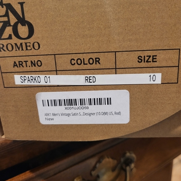 Enzo Romeo Ark1 Satin Red Floral Smoking Slippers New! Size 10 - Picture 9 of 10